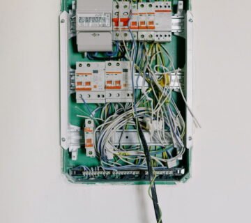 Open groepenkast met installatieautomaten en bedrading